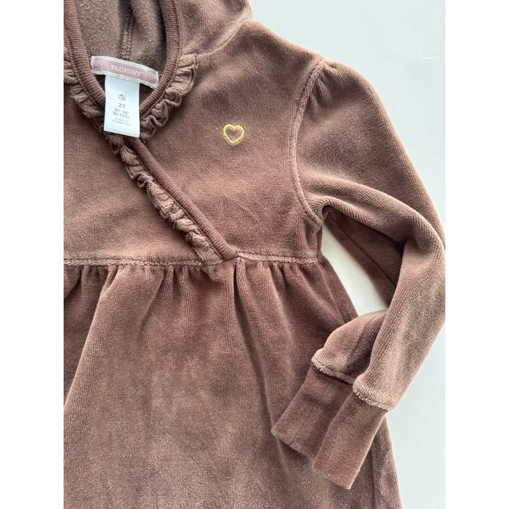 VTG Old Navy 2T Brown‎ Velour Dress